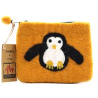 Natuurlijke Vilten Ritstas (assorti) - Schattige Pinguïn