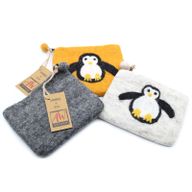 Natuurlijke Vilten Ritstas (assorti) - Schattige Pinguïn