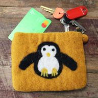 Natuurlijke Vilten Ritstas (assorti) - Schattige Pinguïn