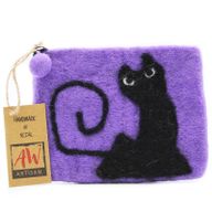 Natuurlijke Vilten Ritstas (assorti) - Zwarte Kat