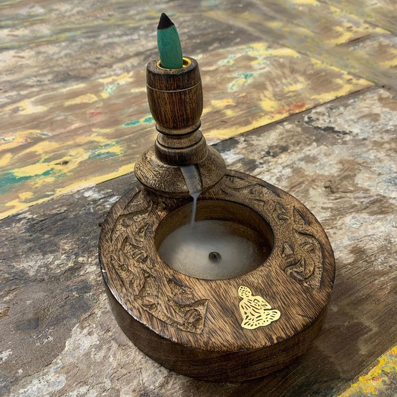 Backflow Wierook Brander - Mangohout - Small - Brass Buddha
