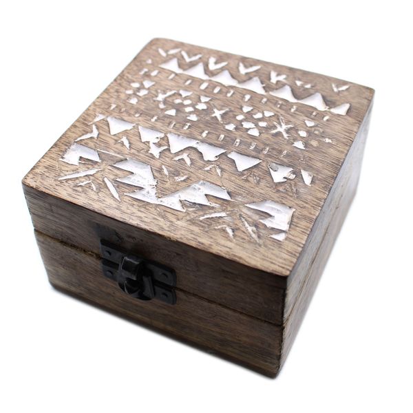 Mango Houten Box - White Washed - Slavisch Motief
