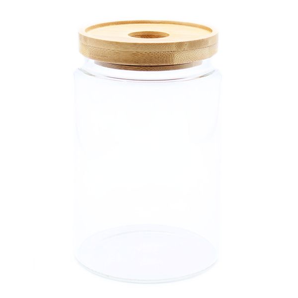 Glazen Voorraadpotten met Bamboo Deksel - 15cm