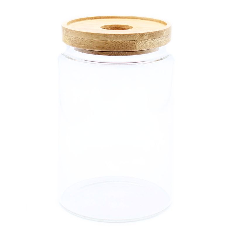 Glazen Voorraadpotten met Bamboo Deksel - 15cm