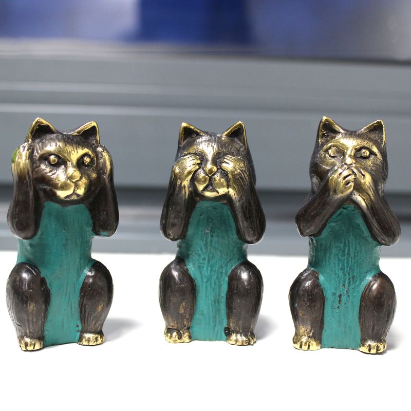 Messing Katten - See No, Hear No, Speak No Evil - Set van 3