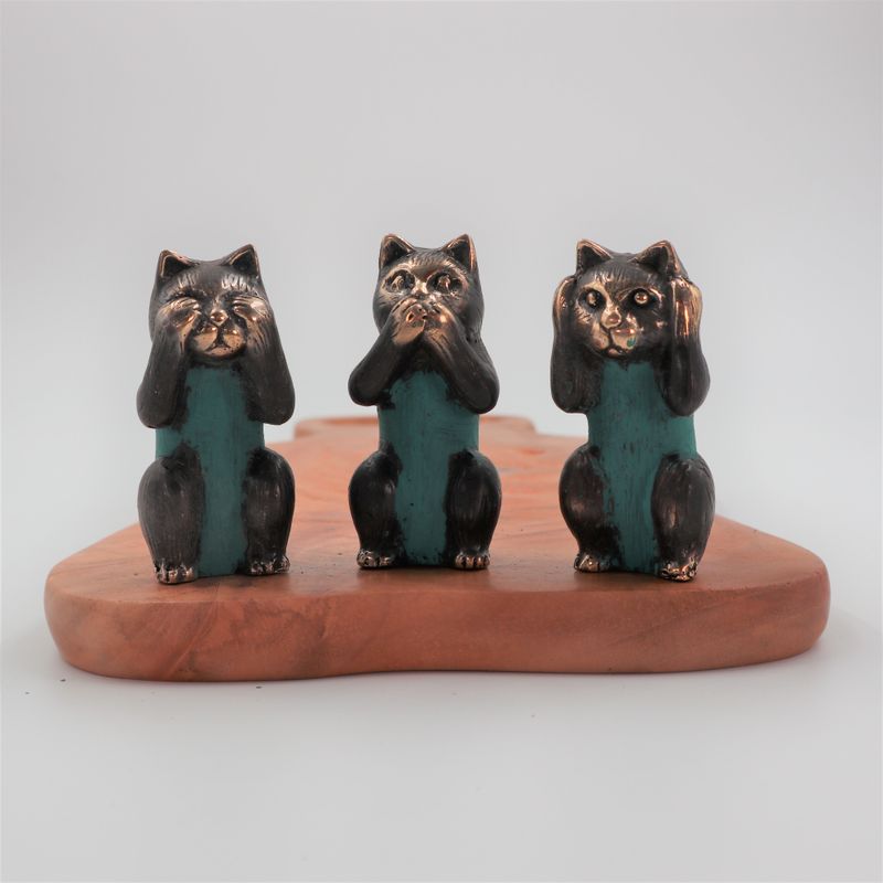 Messing Katten - See No, Hear No, Speak No Evil - Set van 3
