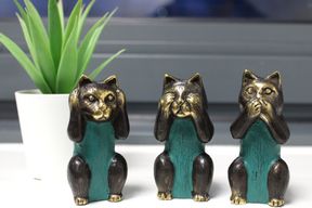 Messing Katten - See No, Hear No, Speak No Evil - Set van 3