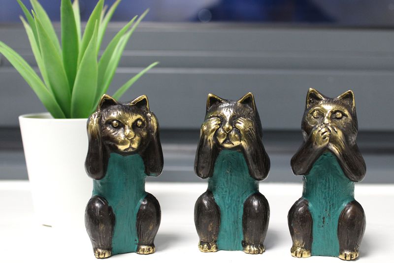 Messing Katten - See No, Hear No, Speak No Evil - Set van 3