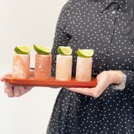 Set van 4 Himalaya Zout Shotglazen & Houten Serveerblad