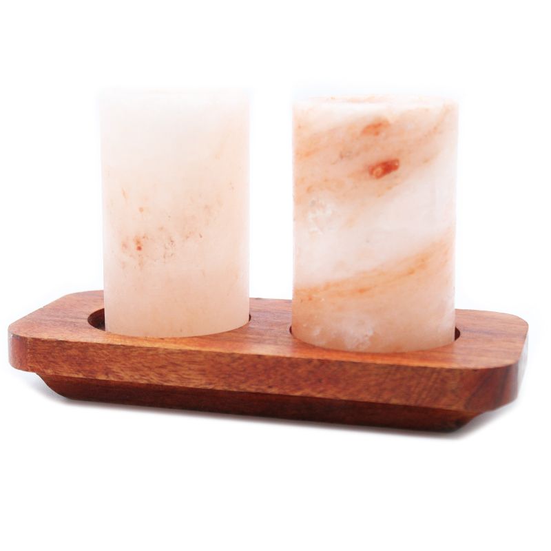 Set van 2 Himalaya Zout Shotglazen & Houten Serveerblad