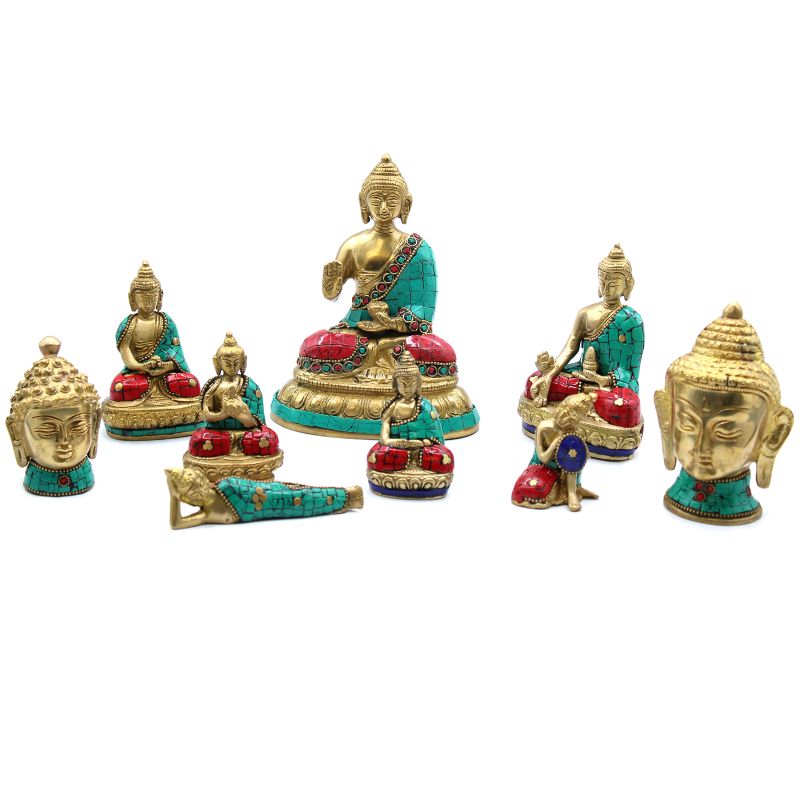 Geelkoper Boeddhabeeld  - Amitabha - 9.5 cm