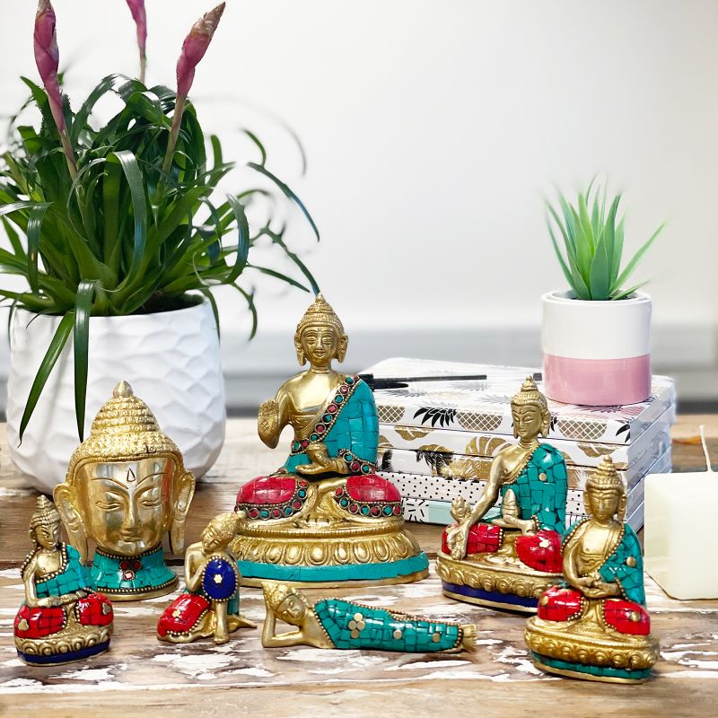 Geelkoper Boeddhabeeld  - The Nirvana Buddha - 10cm