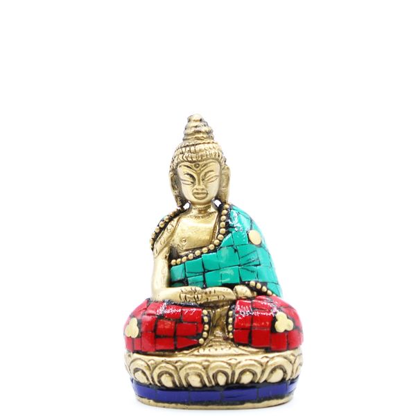 Geelkoper Boeddhabeeld - DharmaChakra - 7.5 cm