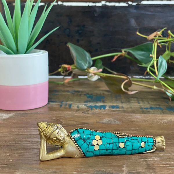 Geelkoper Boeddhabeeld - The Nirvana Buddha - 10cm