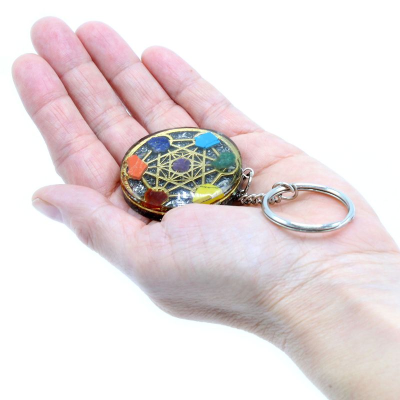 Orgonite Power Sleutelhangers - Ronde Zeven Chakra