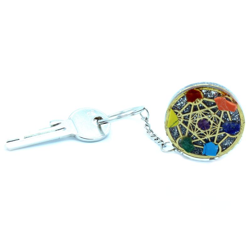 Orgonite Power Sleutelhangers - Ronde Zeven Chakra