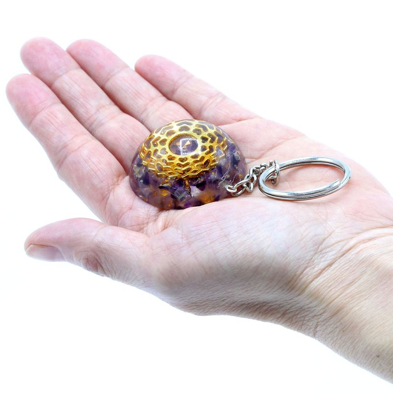 Orgonite Power Sleutelhangers - Amethist Mandala Harten