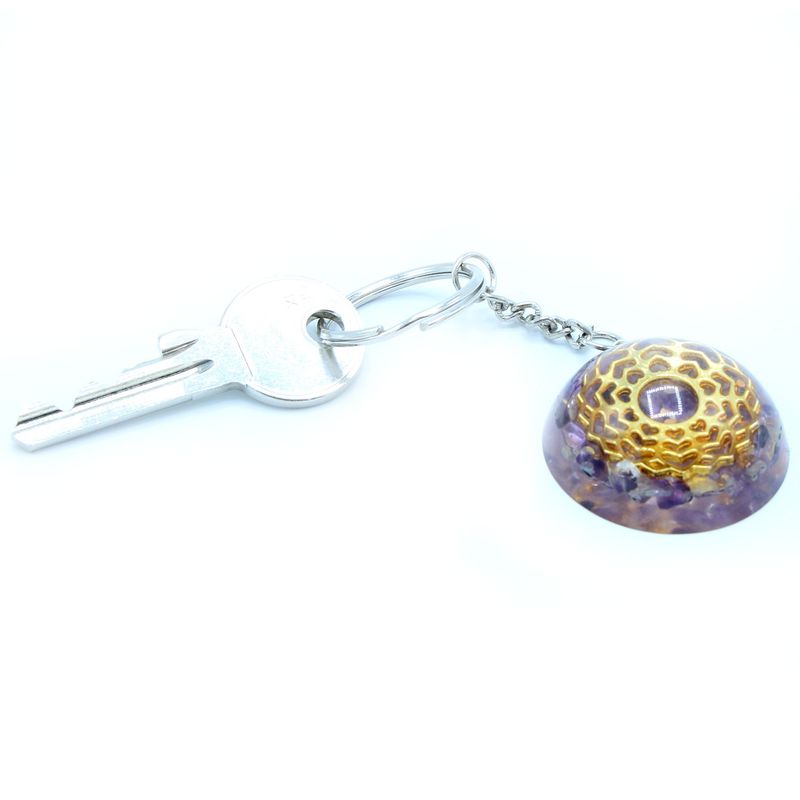 Orgonite Power Sleutelhangers - Amethist Mandala Harten