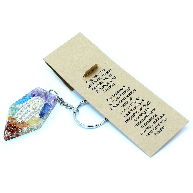 Orgonite Power Sleutelhangers - Edelsteen Chakra Hamsa