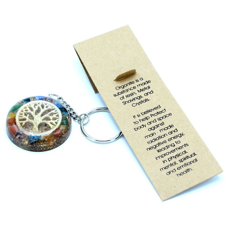 Orgonite Power Sleutelhangers - Edelstenen Chakra Levensboom