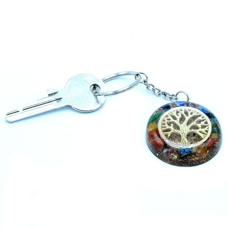 Orgonite Power Sleutelhangers - Edelstenen Chakra Levensboom