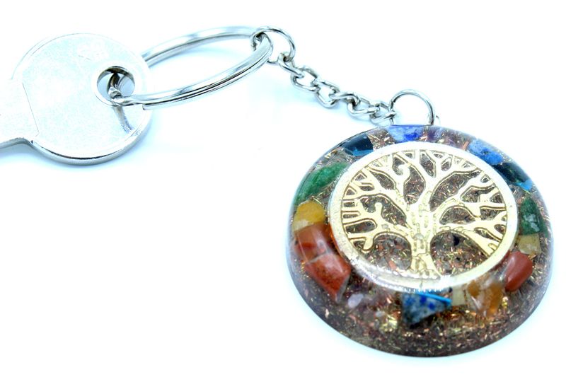 Orgonite Power Sleutelhangers - Edelstenen Chakra Levensboom