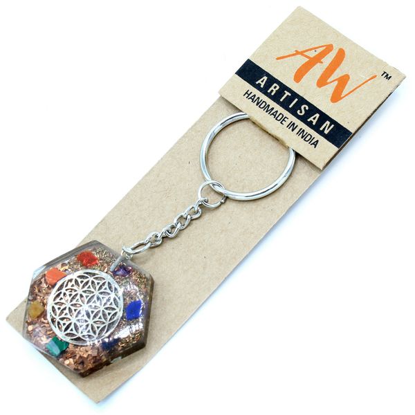 Orgonite Power Sleutelhangers - Achhoekige Levensbloemen