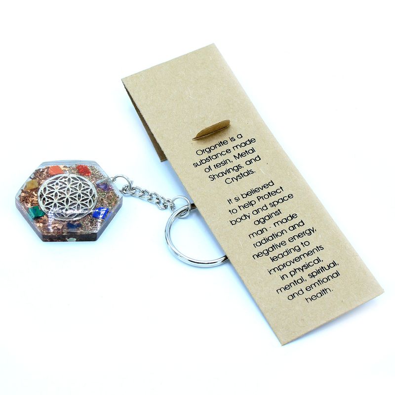 Orgonite Power Sleutelhangers - Achhoekige Levensbloemen