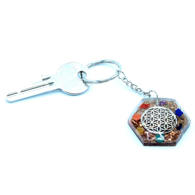 Orgonite Power Sleutelhangers - Achhoekige Levensbloemen