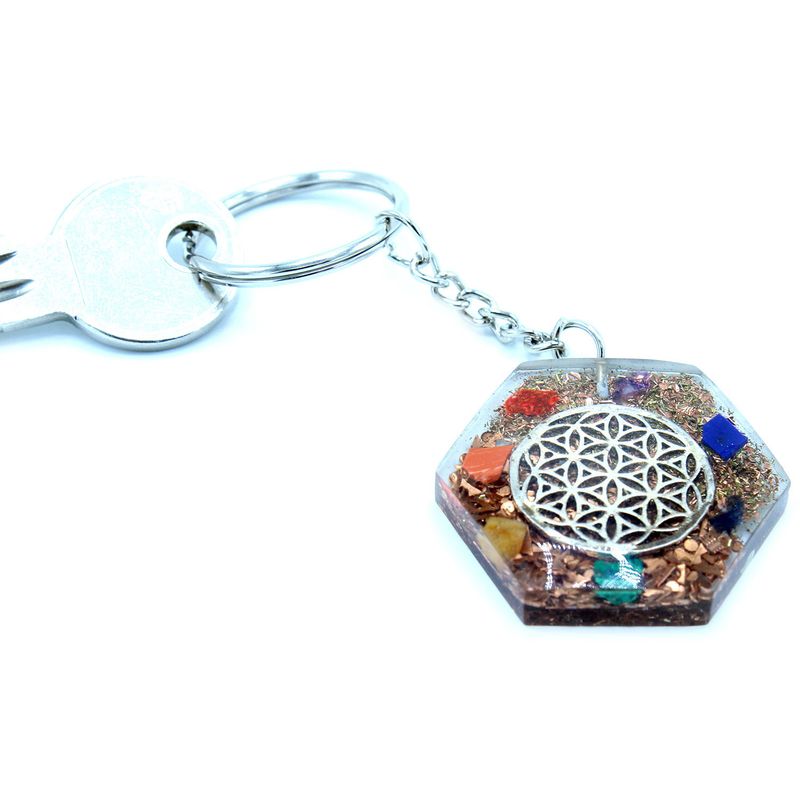 Orgonite Power Sleutelhangers - Achhoekige Levensbloemen