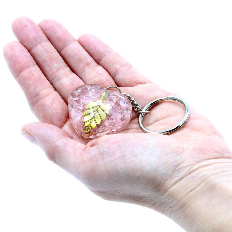 Orgonite Power Sleutelhangers - Rozenkwarts Gouden Blad