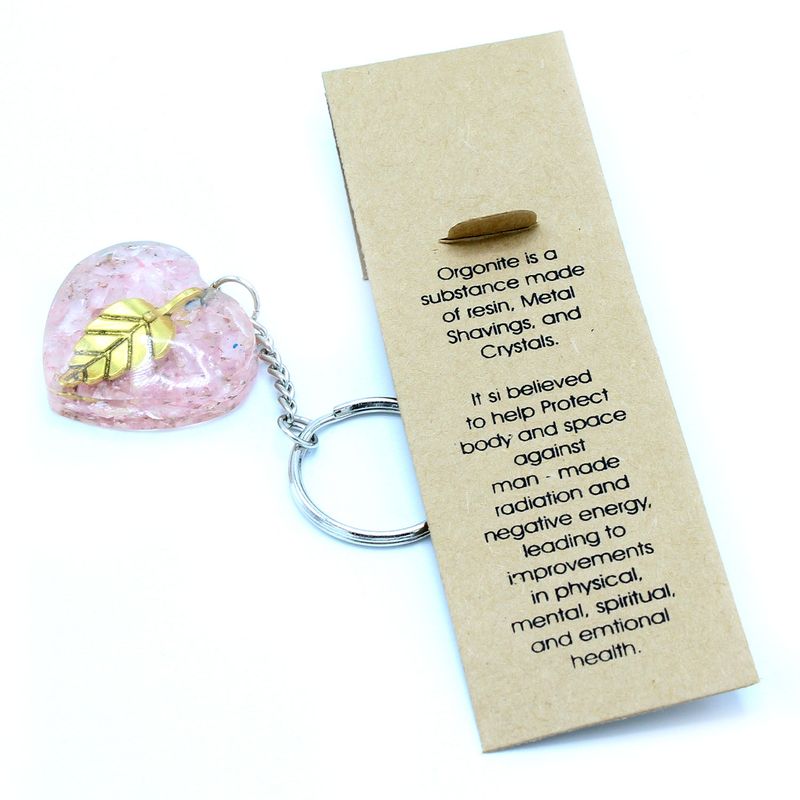 Orgonite Power Sleutelhangers - Rozenkwarts Gouden Blad