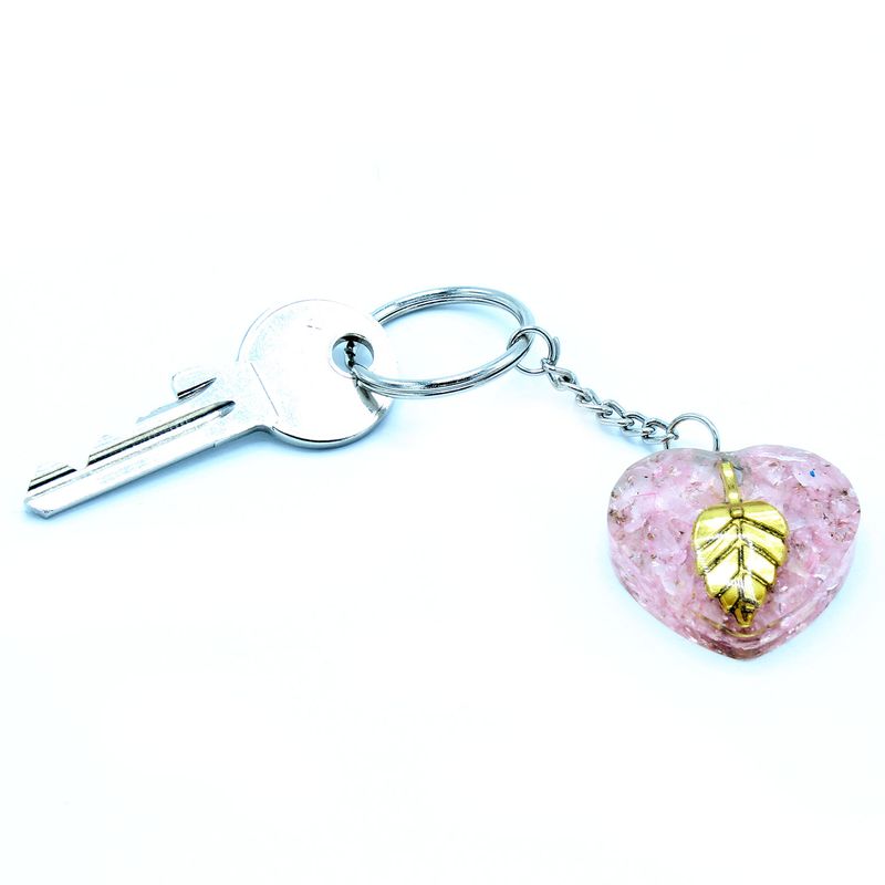 Orgonite Power Sleutelhangers - Rozenkwarts Gouden Blad