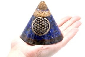 Orgonite Kegel - 90mm - Lapis Levensbloem - Hangend Kwarts