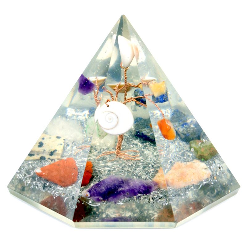 Orgonite 7-zijdige Piramide - 90mm - Edelsteen Wijsheidsboom