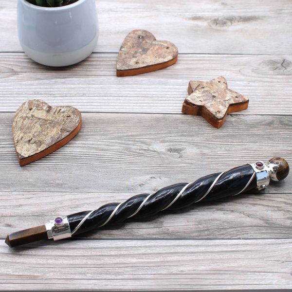 Chakra Wand met Engel - Rozenkwarts