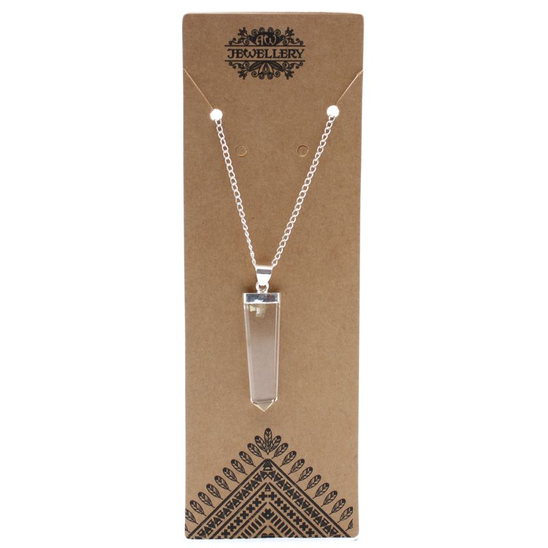 Edelsteen Platte Punt Hanger - Rotskwarts