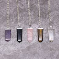 Edelsteen Platte Punt Hanger - Rozenkwarts
