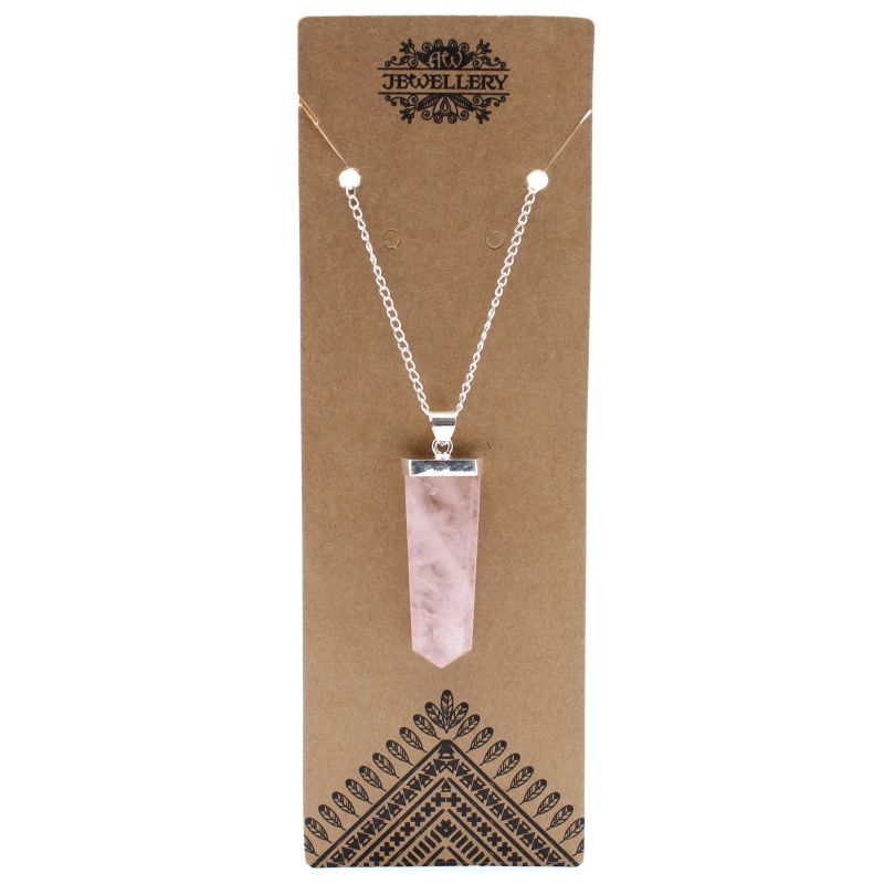 Edelsteen Platte Punt Hanger - Rozenkwarts