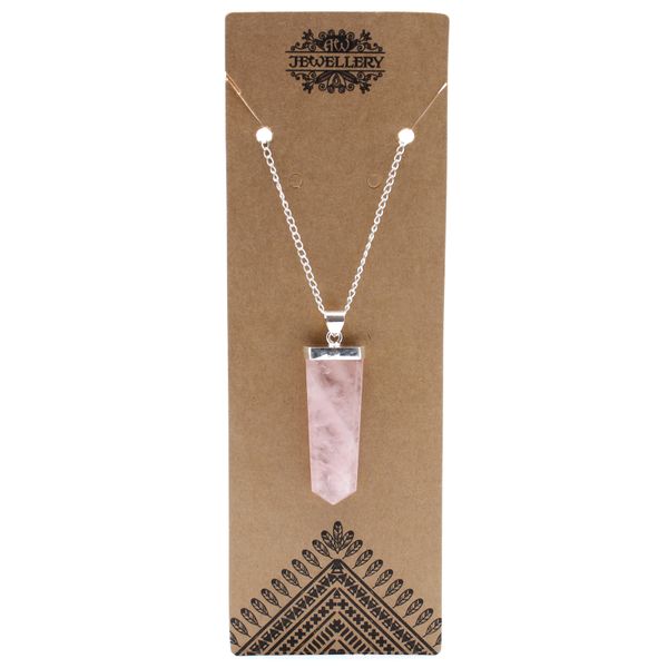 Edelsteen Platte Punt Hanger - Rozenkwarts