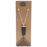 Edelsteen Platte Punt Hanger - Zwarte Agaat