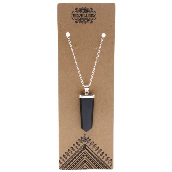 Edelsteen Platte Punt Hanger - Zwarte Agaat