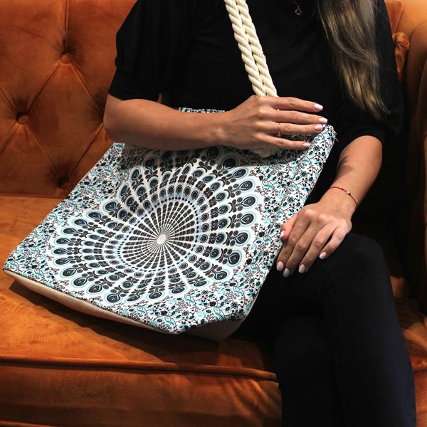 Mandala Tas met Touwriem - Hemels Blauw