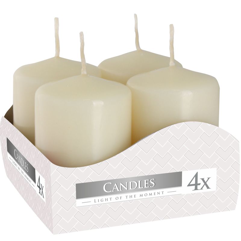 Set van 4 Stompkaarsen Candles  Ø40x60mm - Ivoor