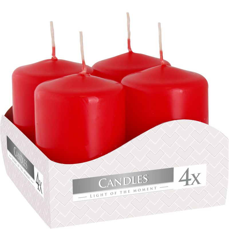 Set van 4 Stompkaarsen Candles  Ø40x60mm - Rood