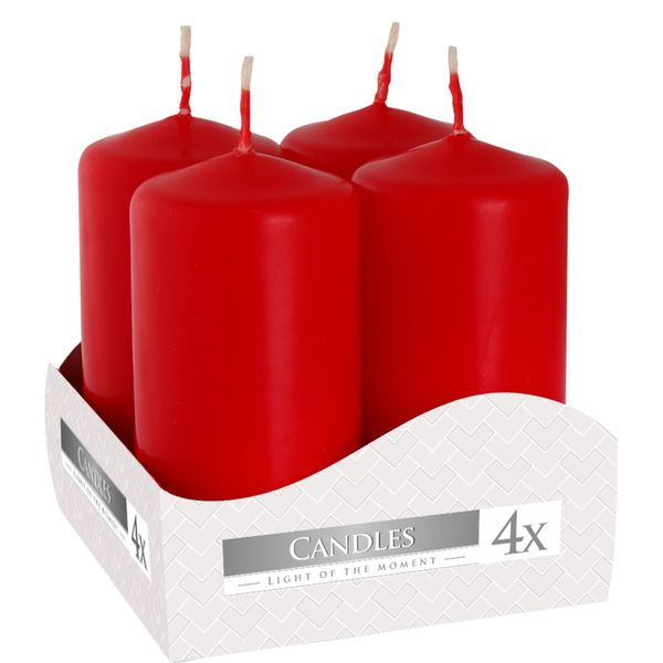 Set van 4 Stompkaarsen Candles Ø40x80mm - Rood