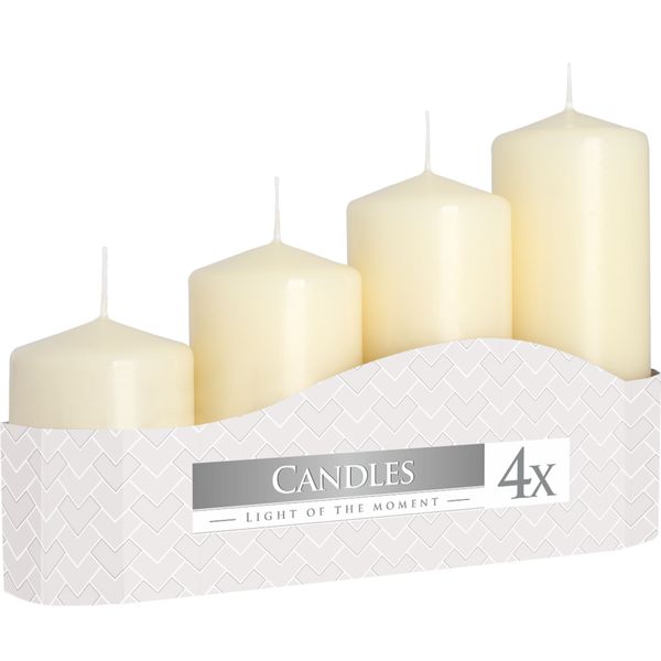 Set van 4 Stompkaarsen Candles Ø50mm Hoog 11/16/22/33cm - Ivoor