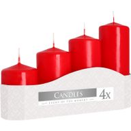 Set van 4 Stompkaarsen Candles  Ø50mm Hoog 11/16/22/33cm - Rood