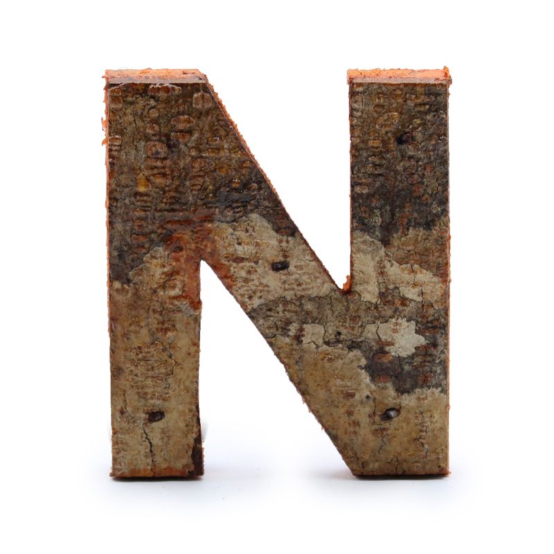 Rustieke Schors Letter - N - 7cm