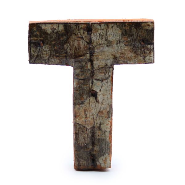 Rustieke Schors Letter - T - 7cm